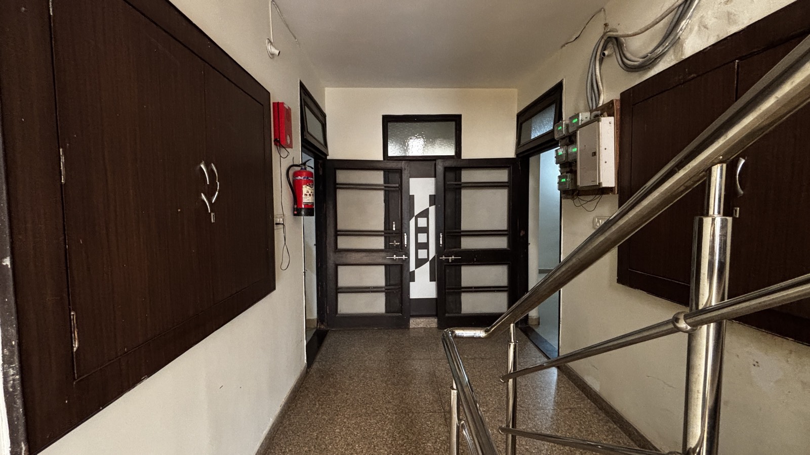 Fire-safety equipped stairwell at Maya Residency Rajiv Gandhi Nagar